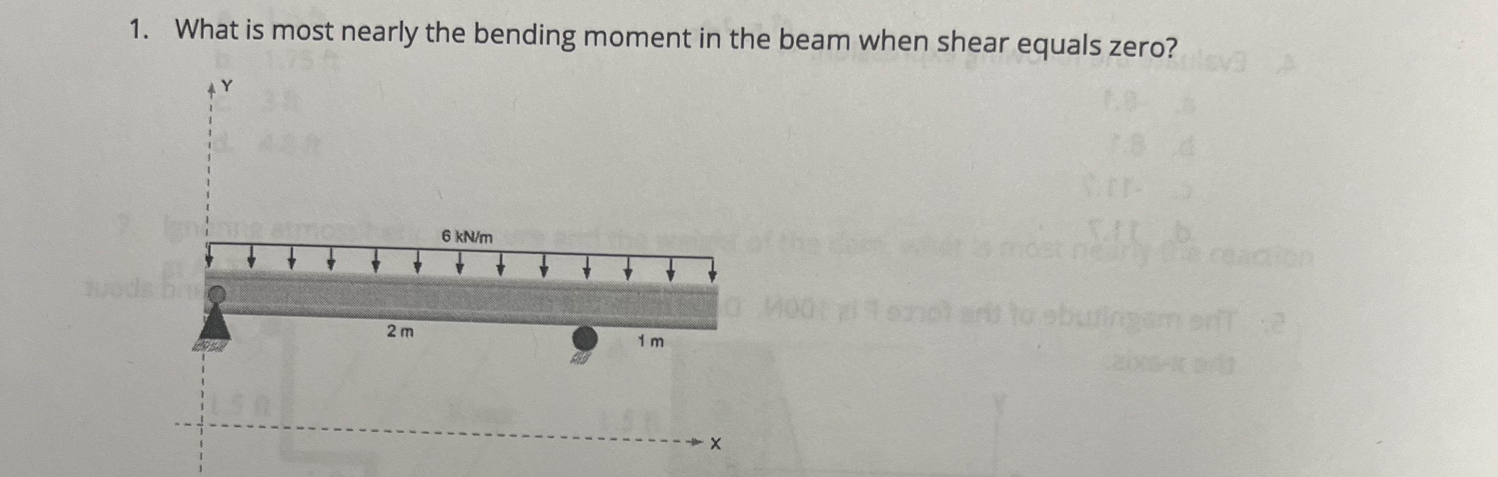 What is most nearly the bending moment in the