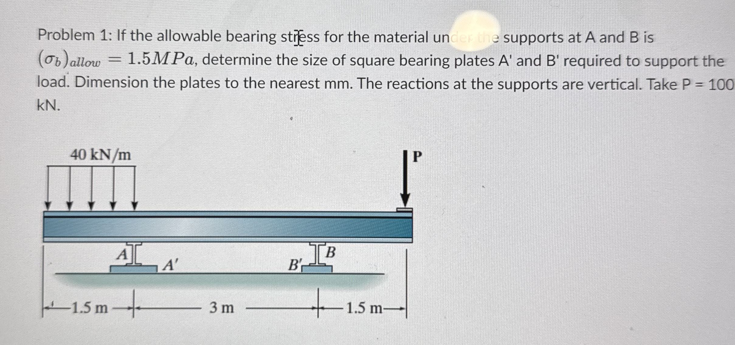 Problem 1 : If the allowable bearing stress for