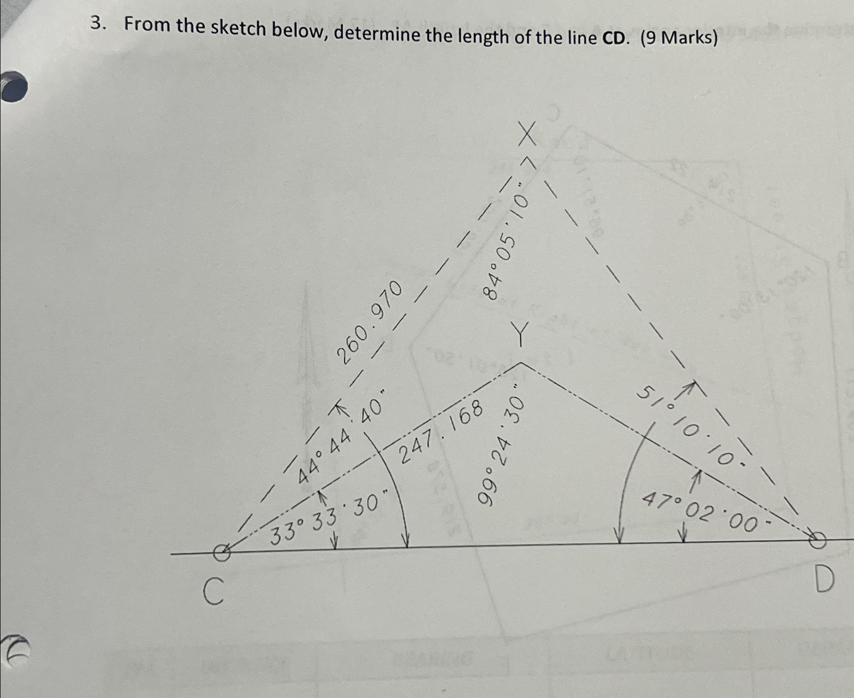 From the sketch below, determine the length of