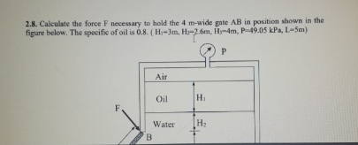 2 . 8 . Calculate the force F necessary to hold