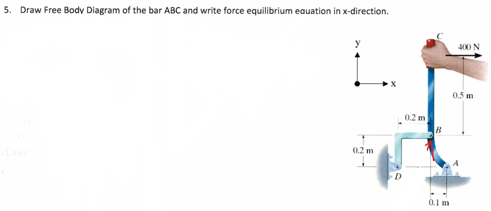 Draw Free Body Diagram of the bar ABC and write