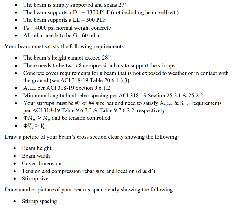 Design a rectangular reinforced concrete beam for