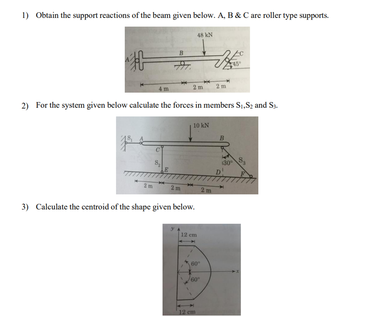 Obtain the support reactions of the beam given