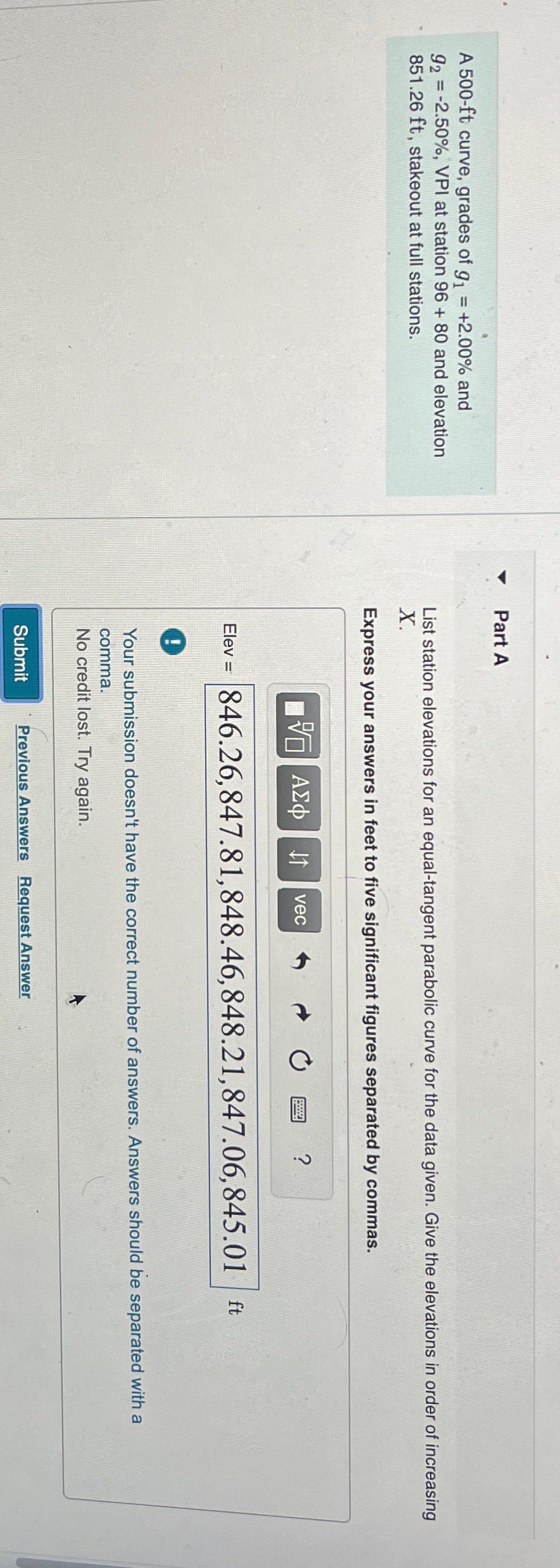 Part A A 5 0 0 - f t curve, grades of g 1 = + 2 .