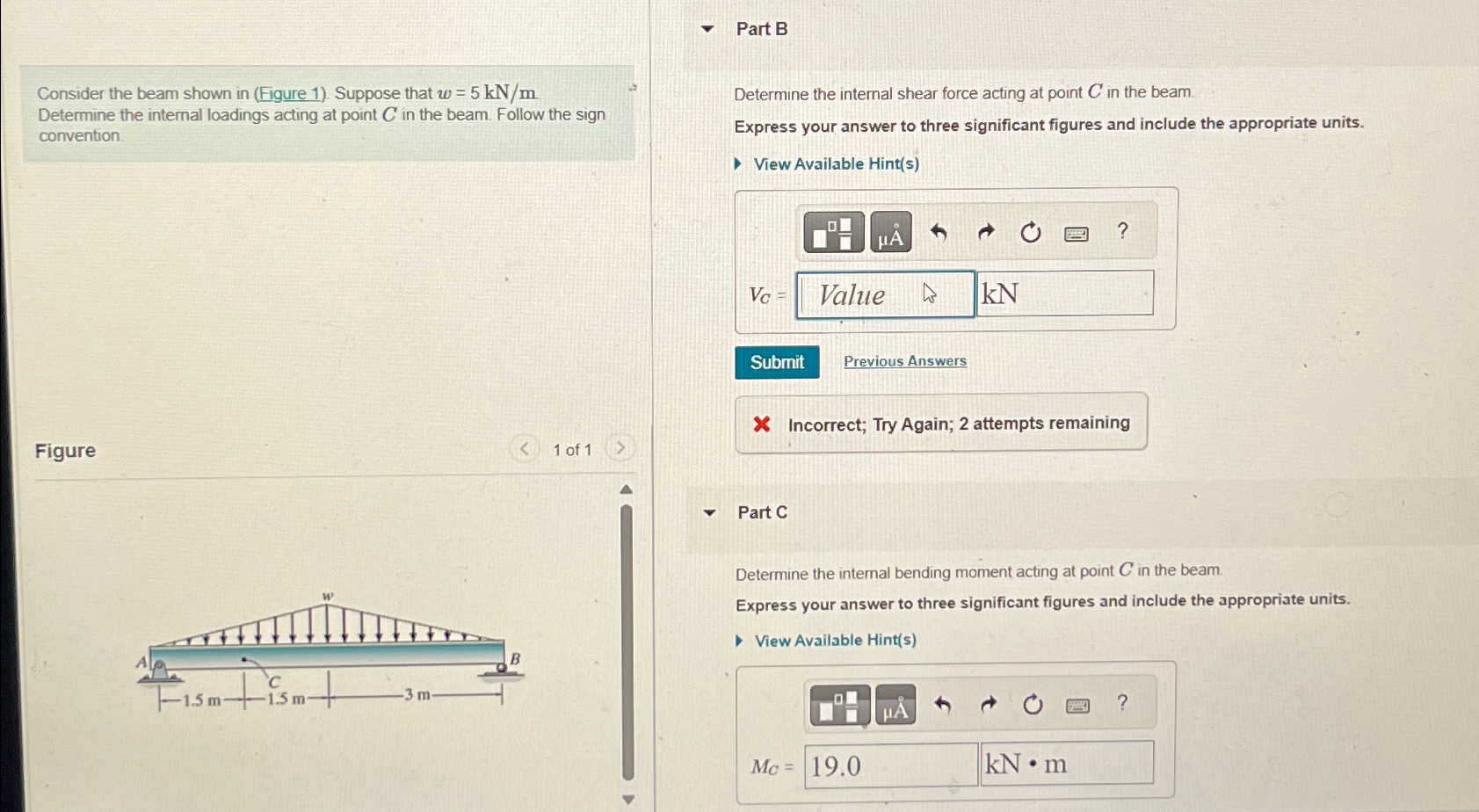 Part B Consider the beam shown in ( Figure 1 ) .