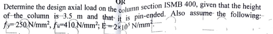 Determine the design axial load on the column