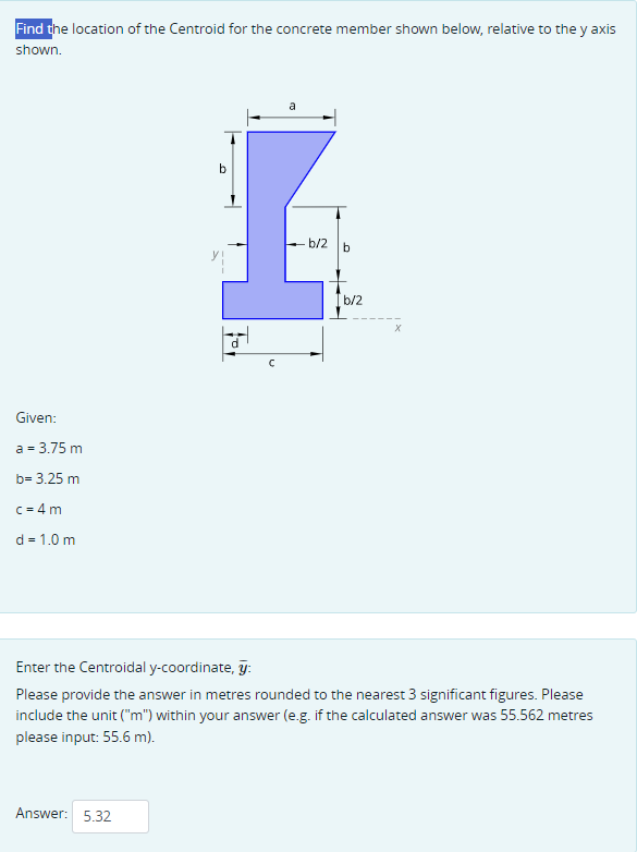 Find the location of the Centroid for the