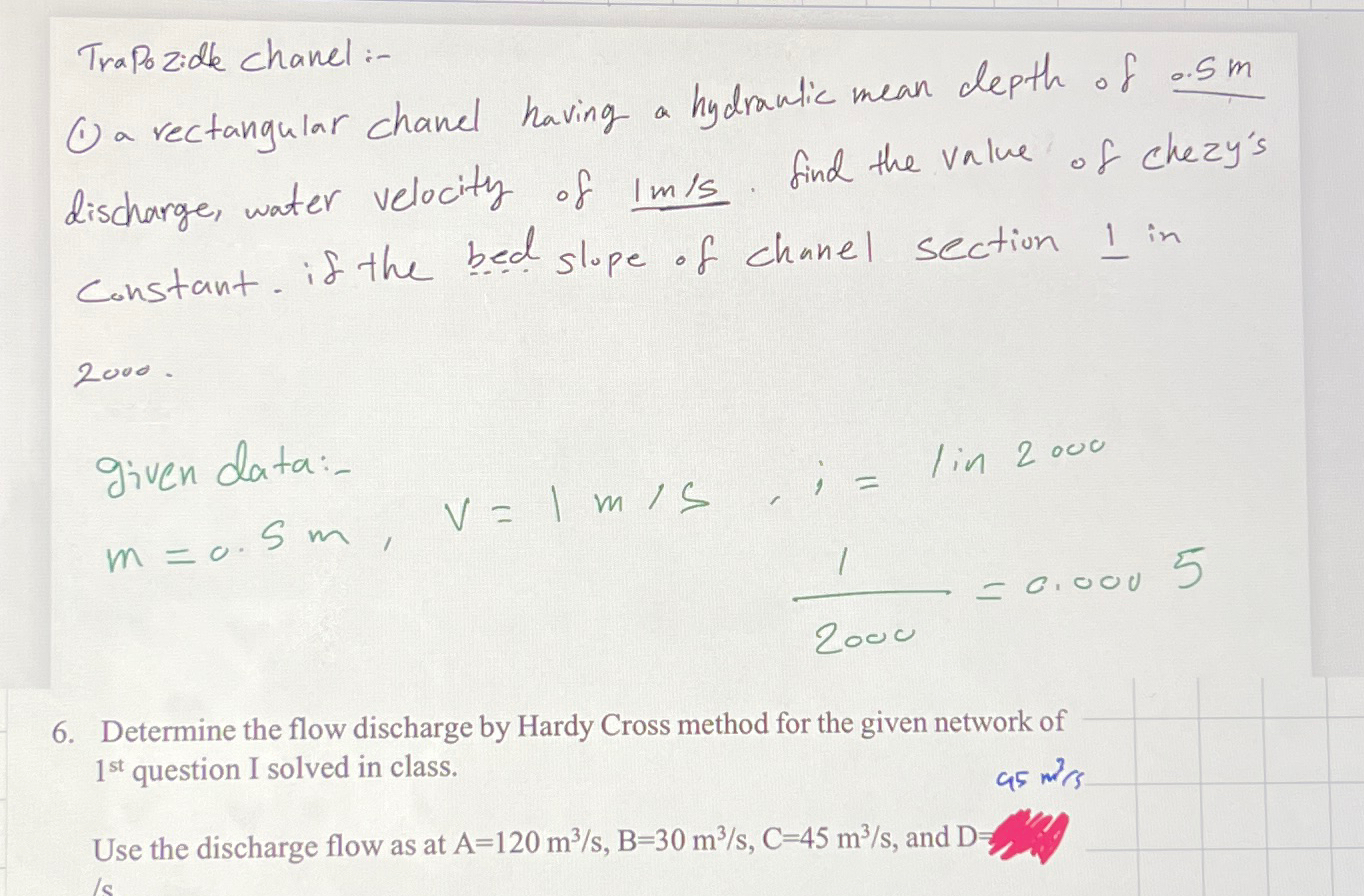 Trapozide chanel: - ( 1 ) a rectangular chanel
