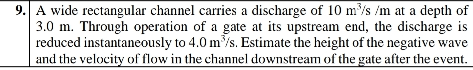 9 . A wide rectangular channel carries a