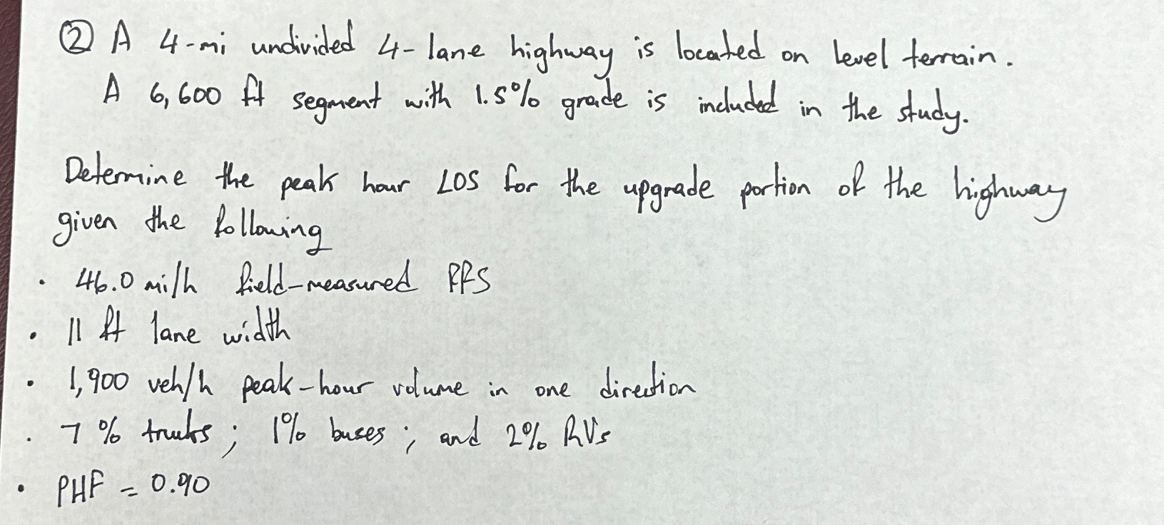 ( 2 ) A 4 - mi undivided 4 - lane highway is