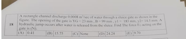 A rectangle channel discharge 0 . 0 0 0 8 m 3 s e