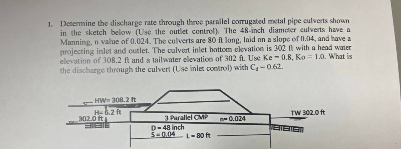 Determine the discharge rate through three