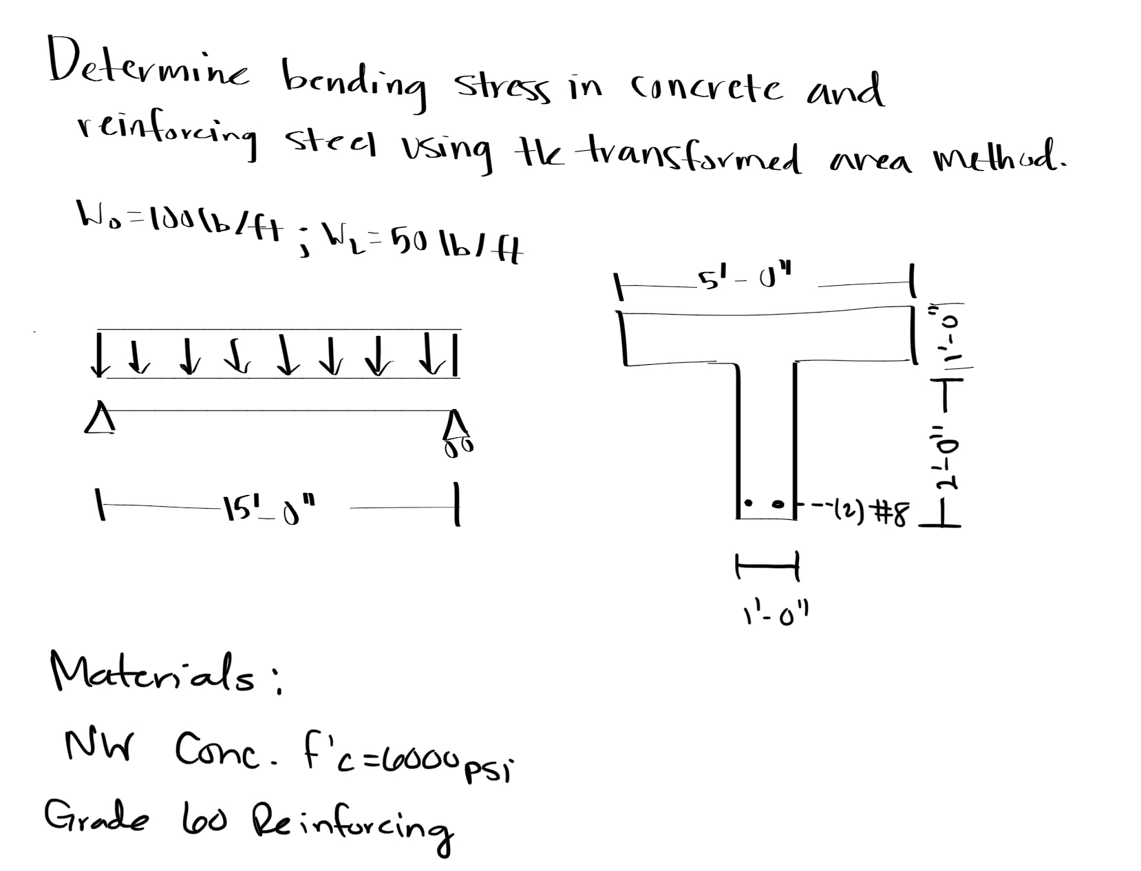 Determine bending stress in concrete and