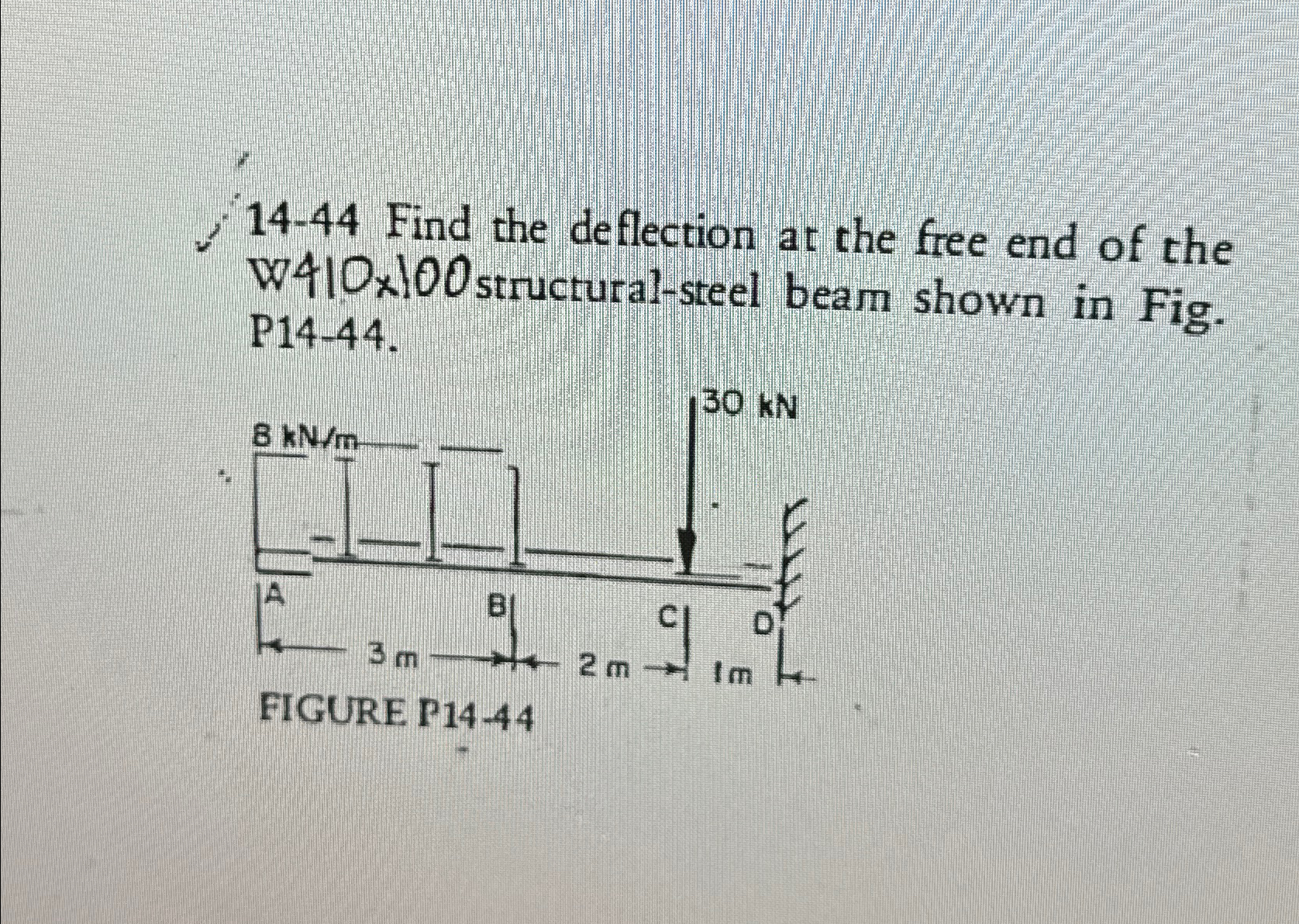 1 4 - 4 4 Find the deflection at the free end of