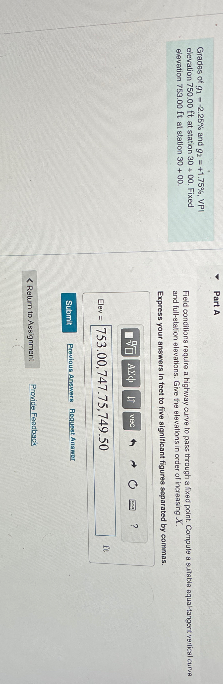 Grades of g 1 = - 2 . 2 5 % and g 2 = + 1 . 7 5 %