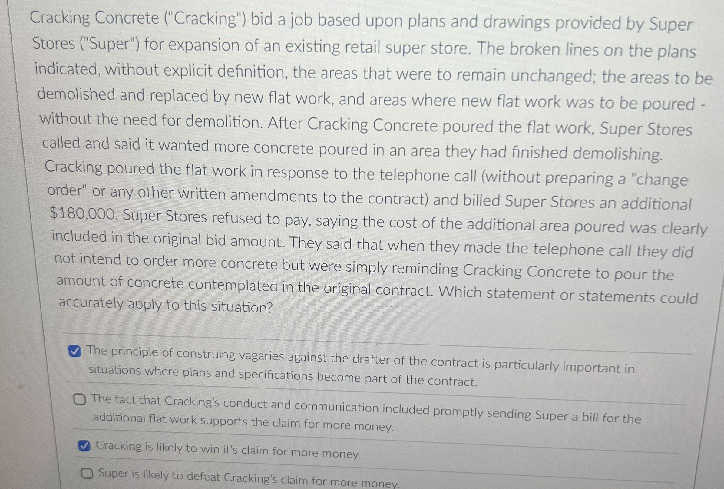 Cracking Concrete ( " Cracking " ) bid a job