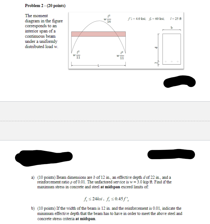 a ) ( 1 0 points ) Beam dimensions are b of 1 2