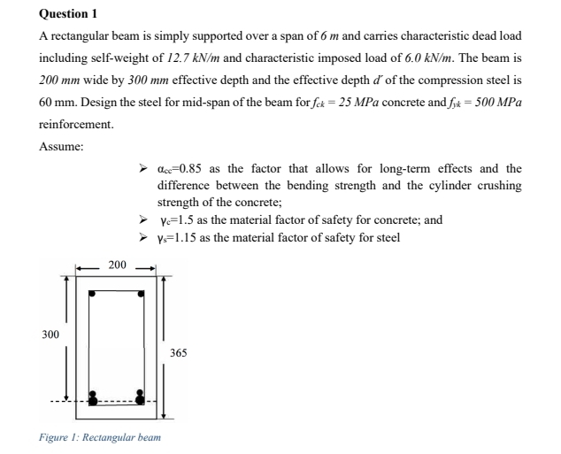 Question 1 A rectangular beam is simply supported