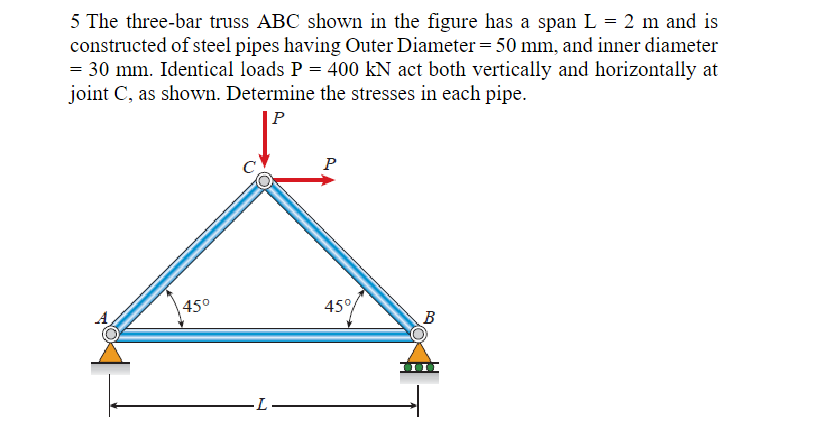 5 The three - bar truss ABC shown in the figure