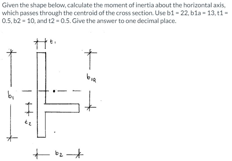 Given the shape below, calculate the moment of