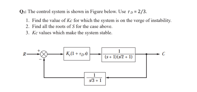 Q 1 : The control system is shown in Figure