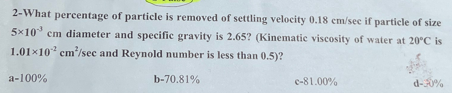 2 - What percentage of particle is removed of