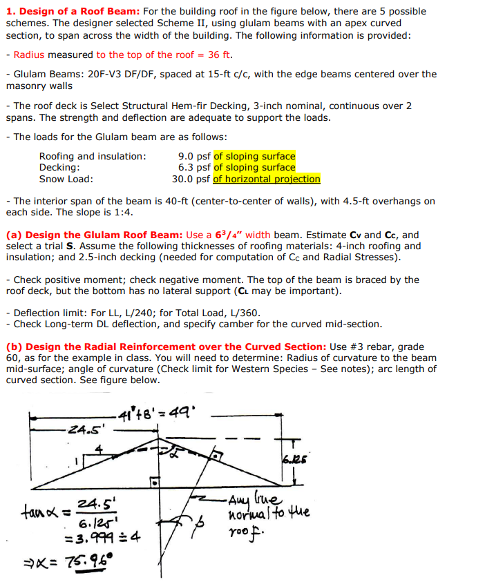 Design of a Roof Beam: For the building roof in