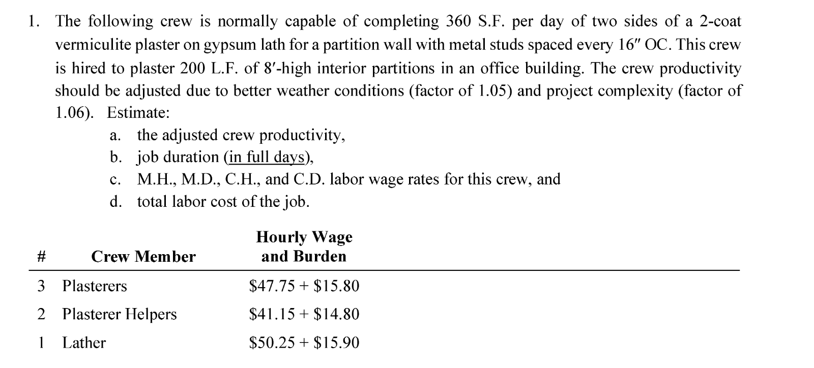The following crew is normally capable of