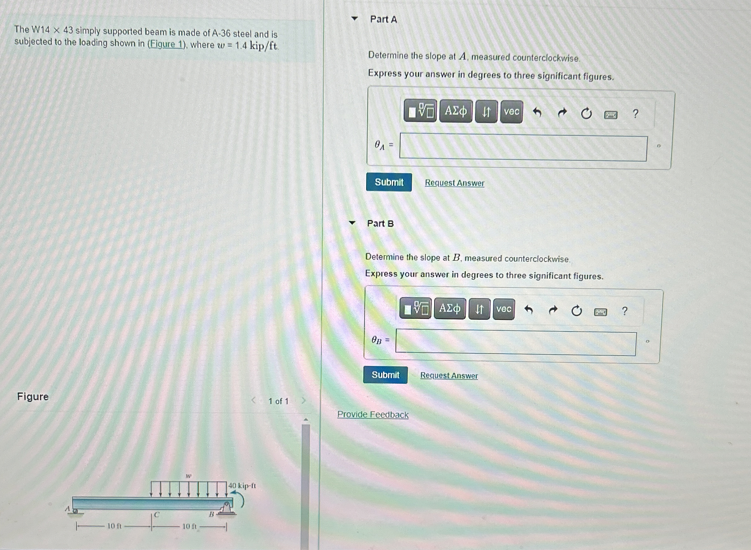 The W 1 4 4 3 simply supported beam is made of A