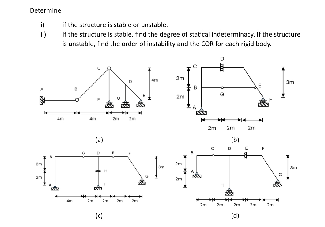 Determine i ) if the structure is stable or
