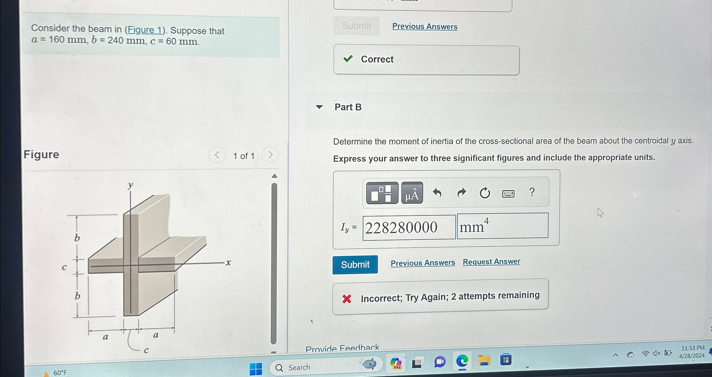 Consider the beam in ( Figure 1 ) . Suppose that
