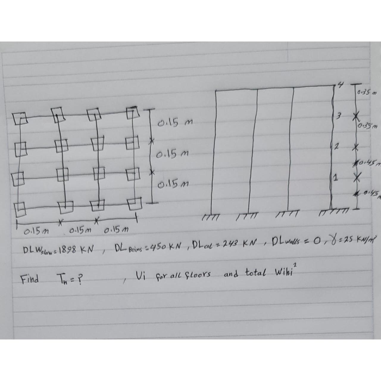 Find T n = , V i for all floors and total wihi ? 2