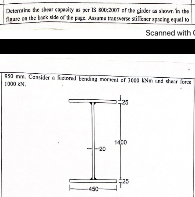 Determine the shear capacity as per IS 8 0 0 : 2