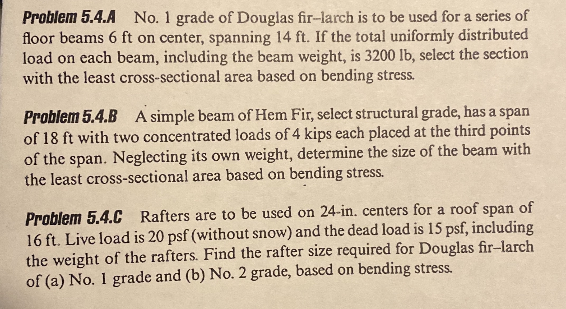 Problem 5 . 4 . A No . 1 grade of Douglas fir -
