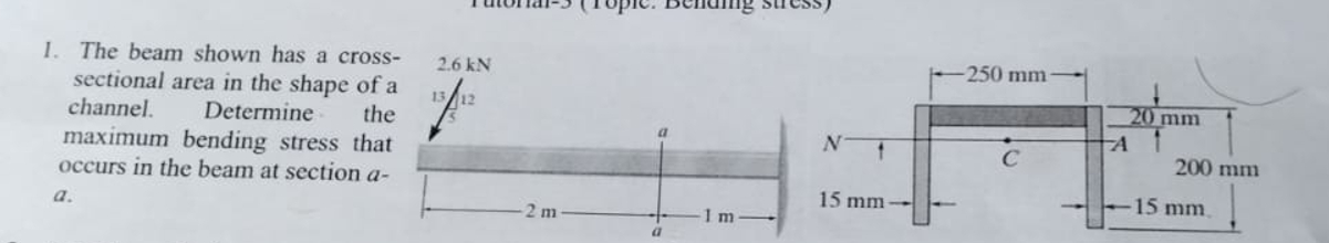 Problem 1 ( 1 0 points ) . The beam shown has a