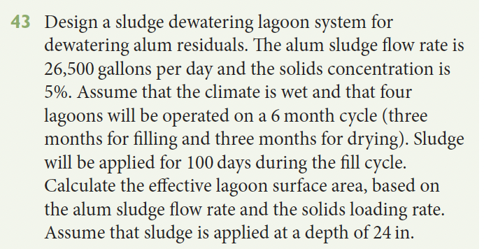 4 3 Design a sludge dewatering lagoon system for