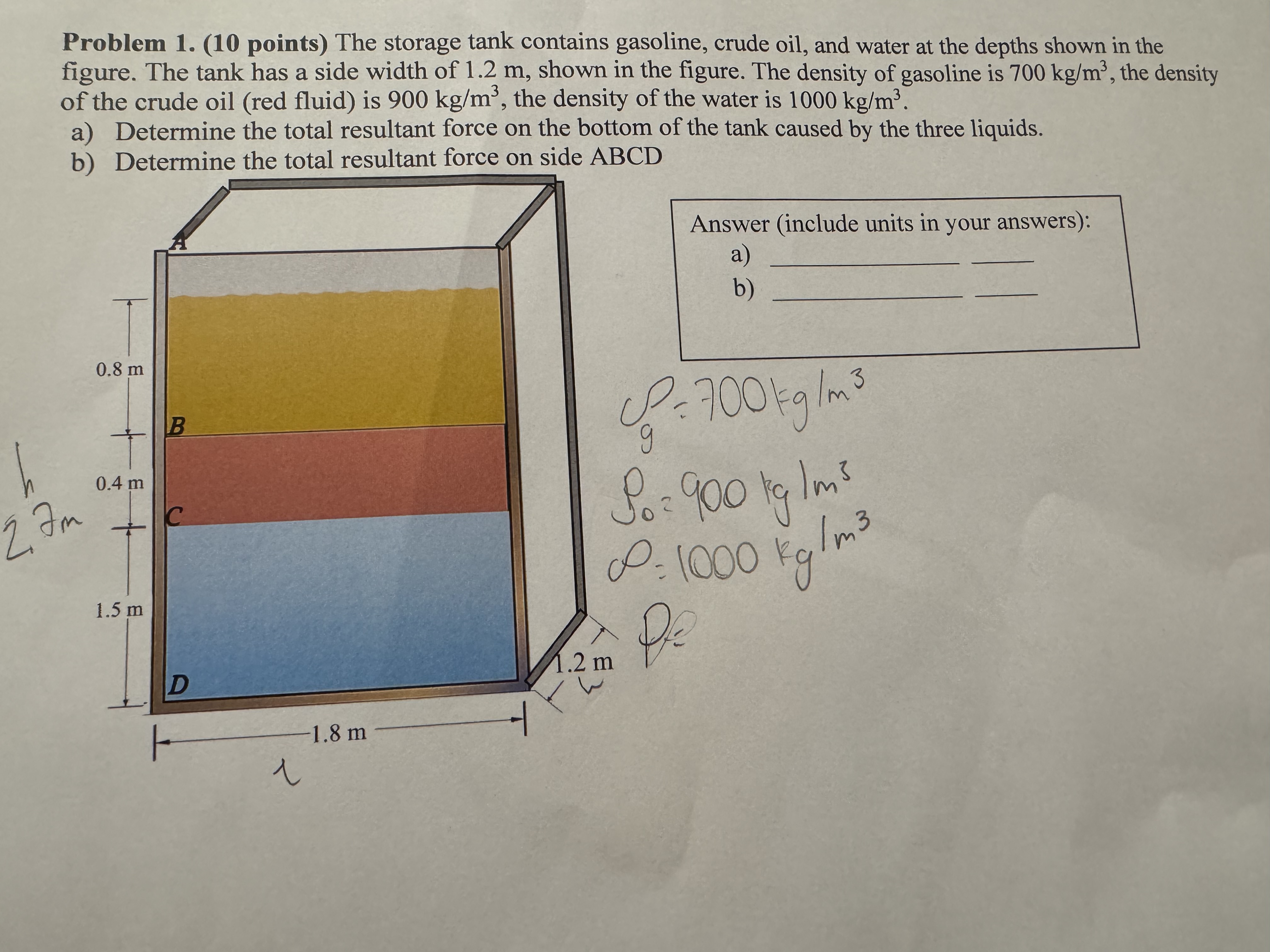 Problem 1 . ( 1 0 points ) The storage tank