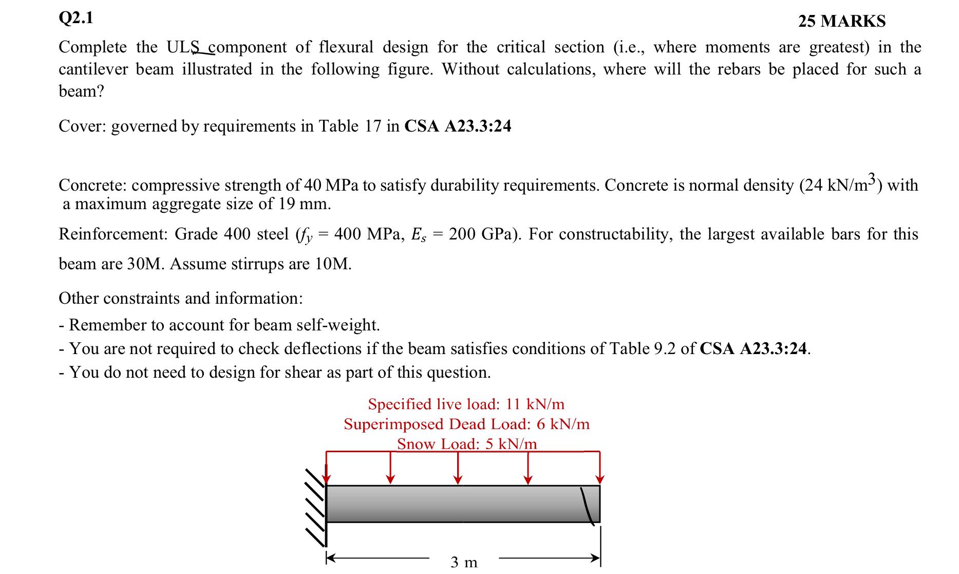 Q 2 . 1 2 5 MARKS Complete the ULS component of