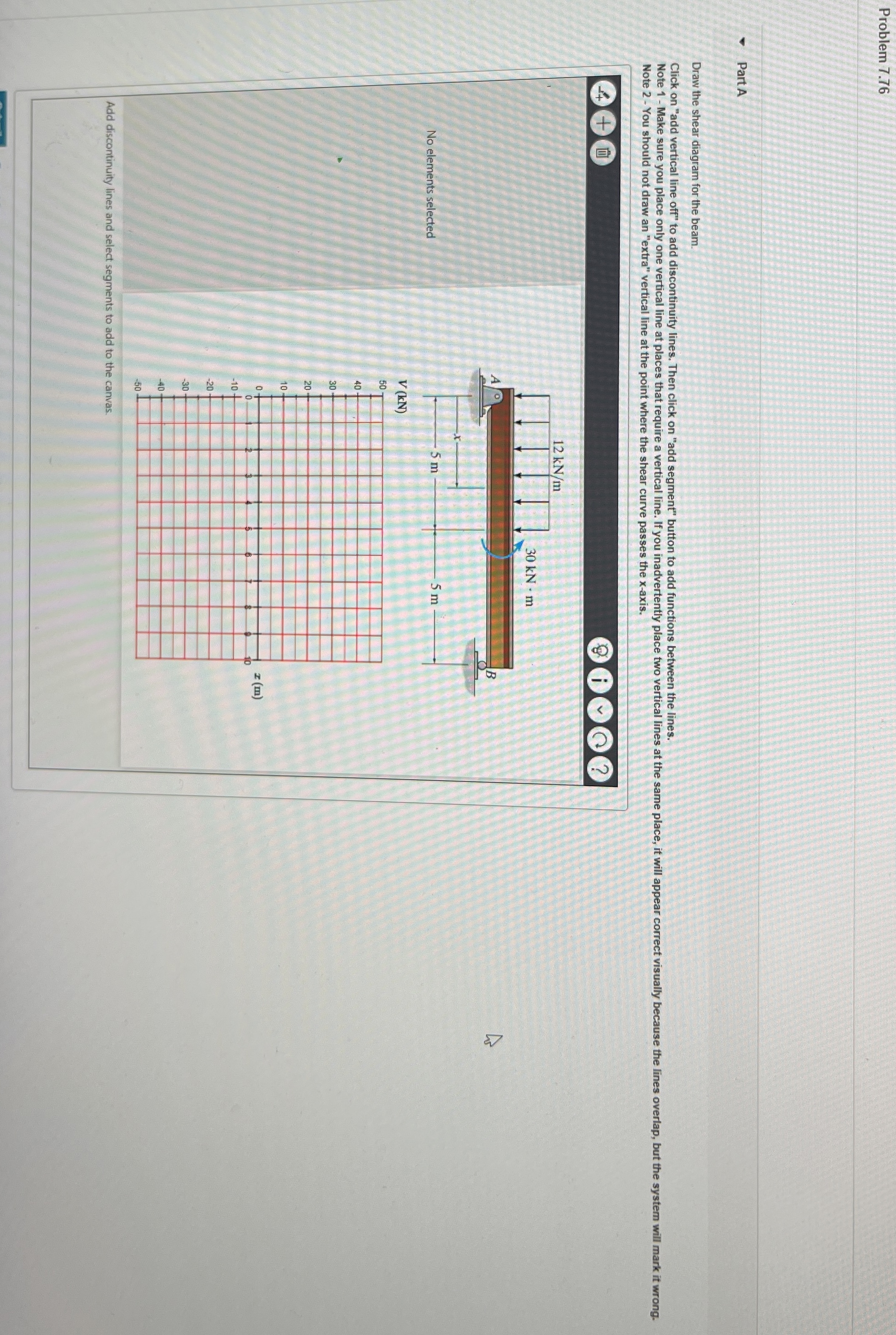 Problem 7 . 7 6 Part A Draw the shear diagram for