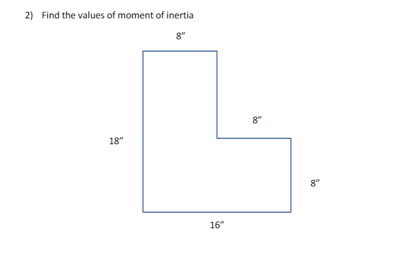 Find the values of moment of inertia