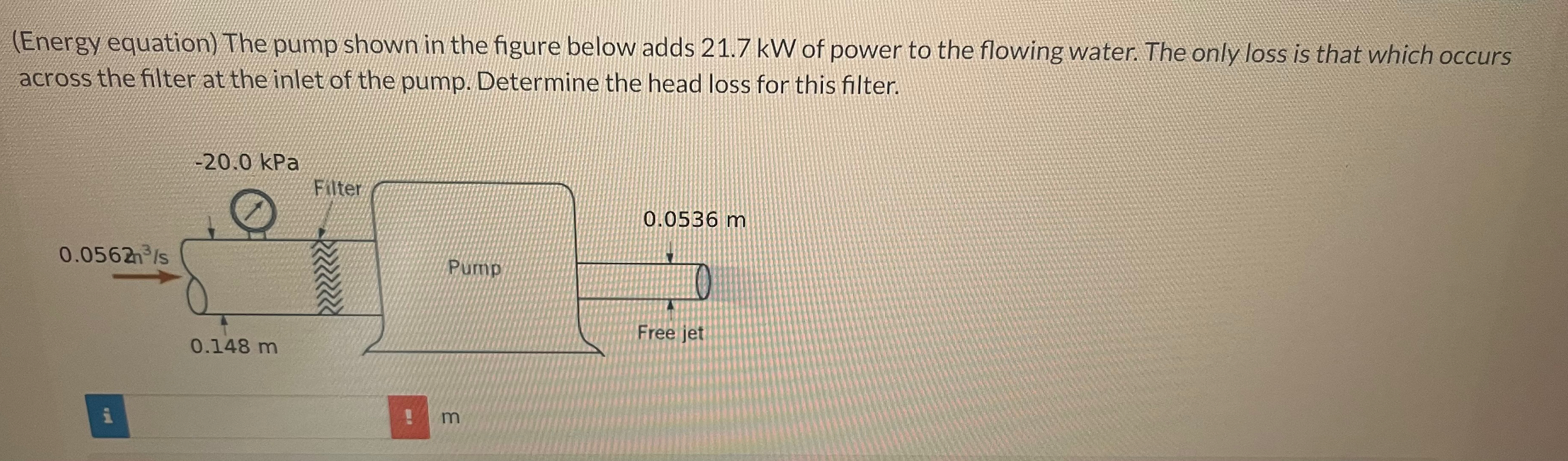 ( Energy equation ) The pump shown in the figure