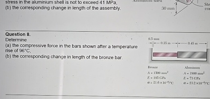 Question 8 . Determine ( a ) the compressive