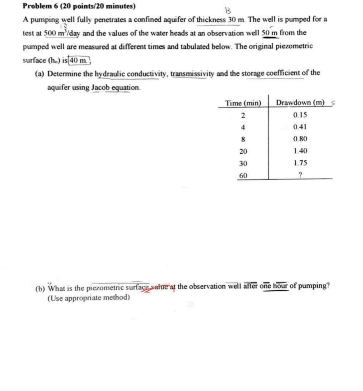 Problem 6 ( 2 0 points ? 2 0 minutes ) A pumping