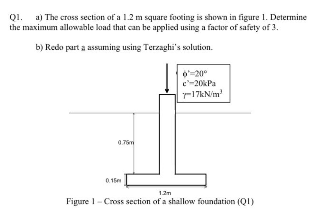 Q 1 . a ) The cross section of a 1 . 2 m square