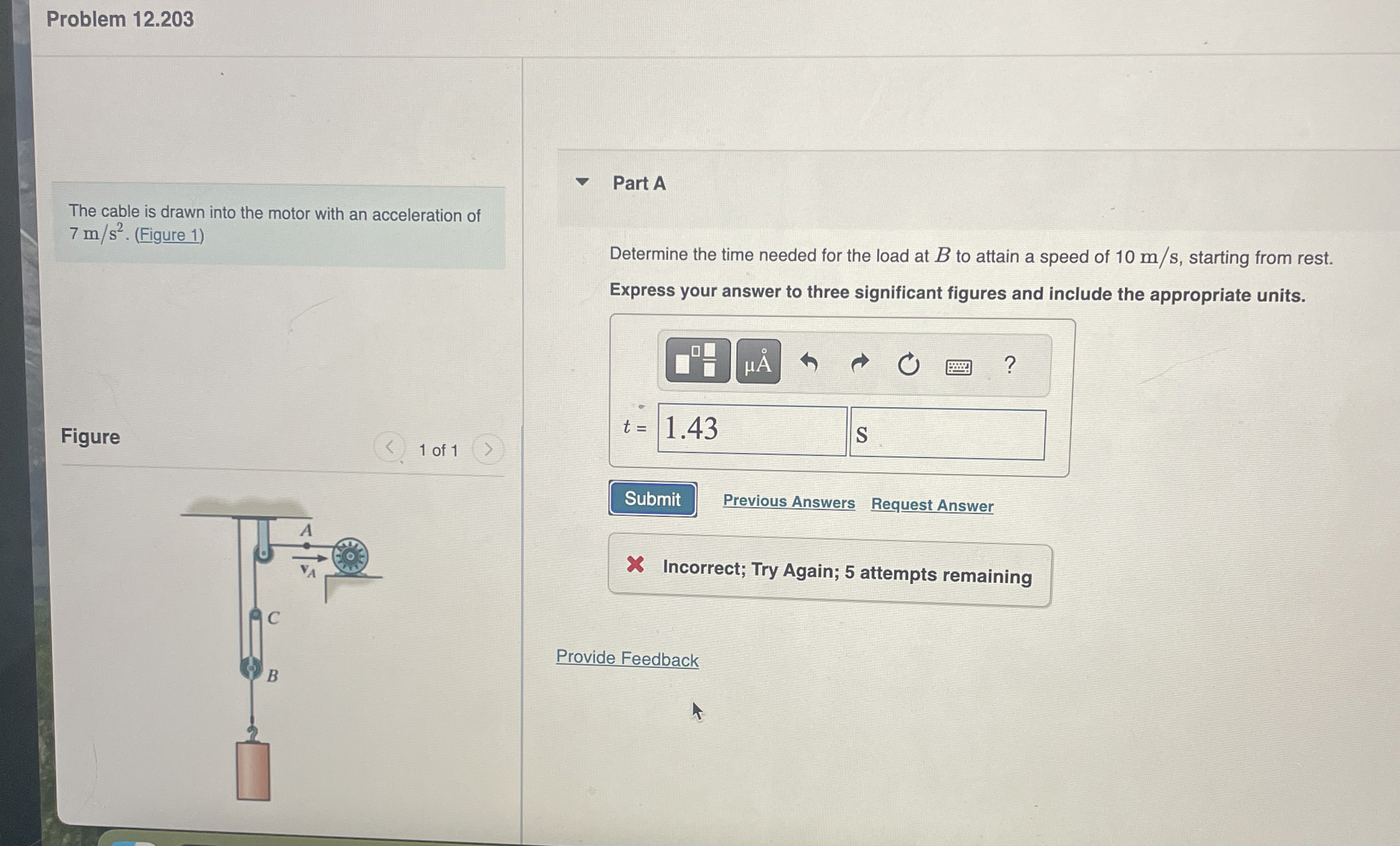 Problem 1 2 . 2 0 3 The cable is drawn into the