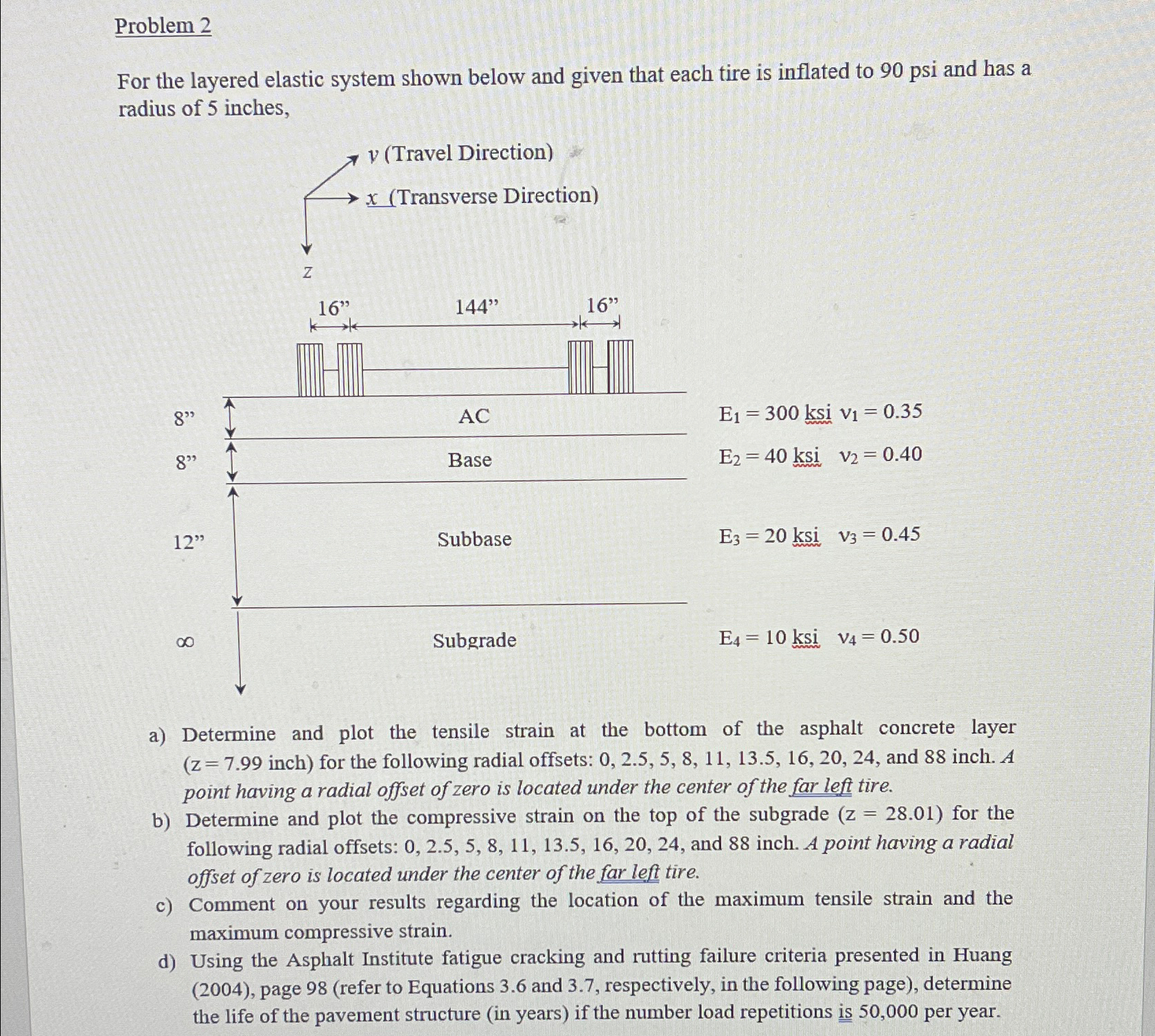 Problem 2 For the layered elastic system shown