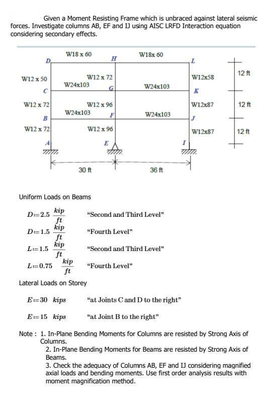 Given a Moment Resisting Frame which is unbraced