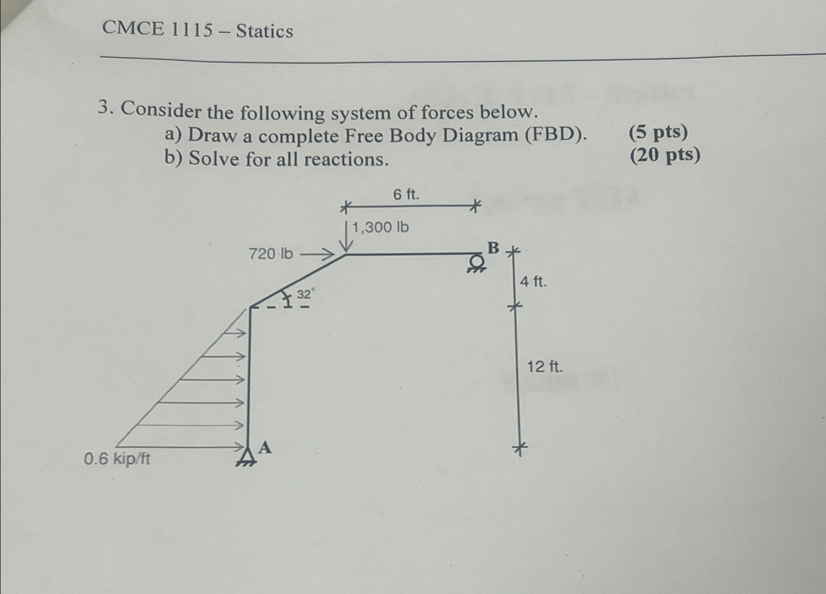 CMCE 1 1 1 5 - Statics 3 . Consider the following