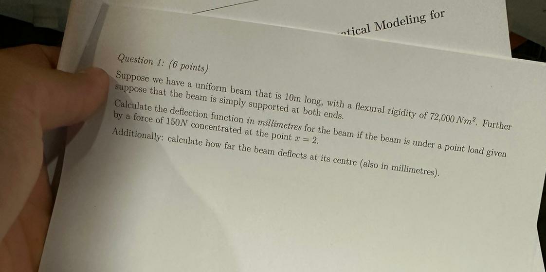 Question 1 : ( 6 points ) Suppose we have a