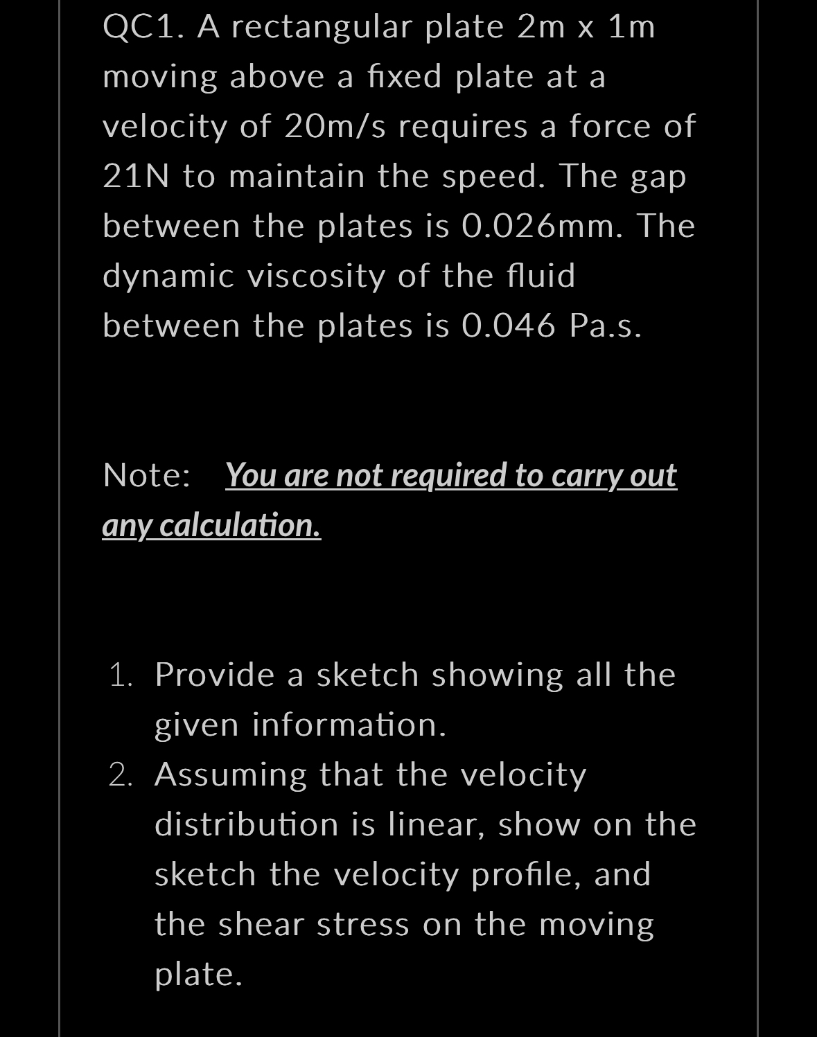 QC 1 . A rectangular plate 2 m 1 m moving above a